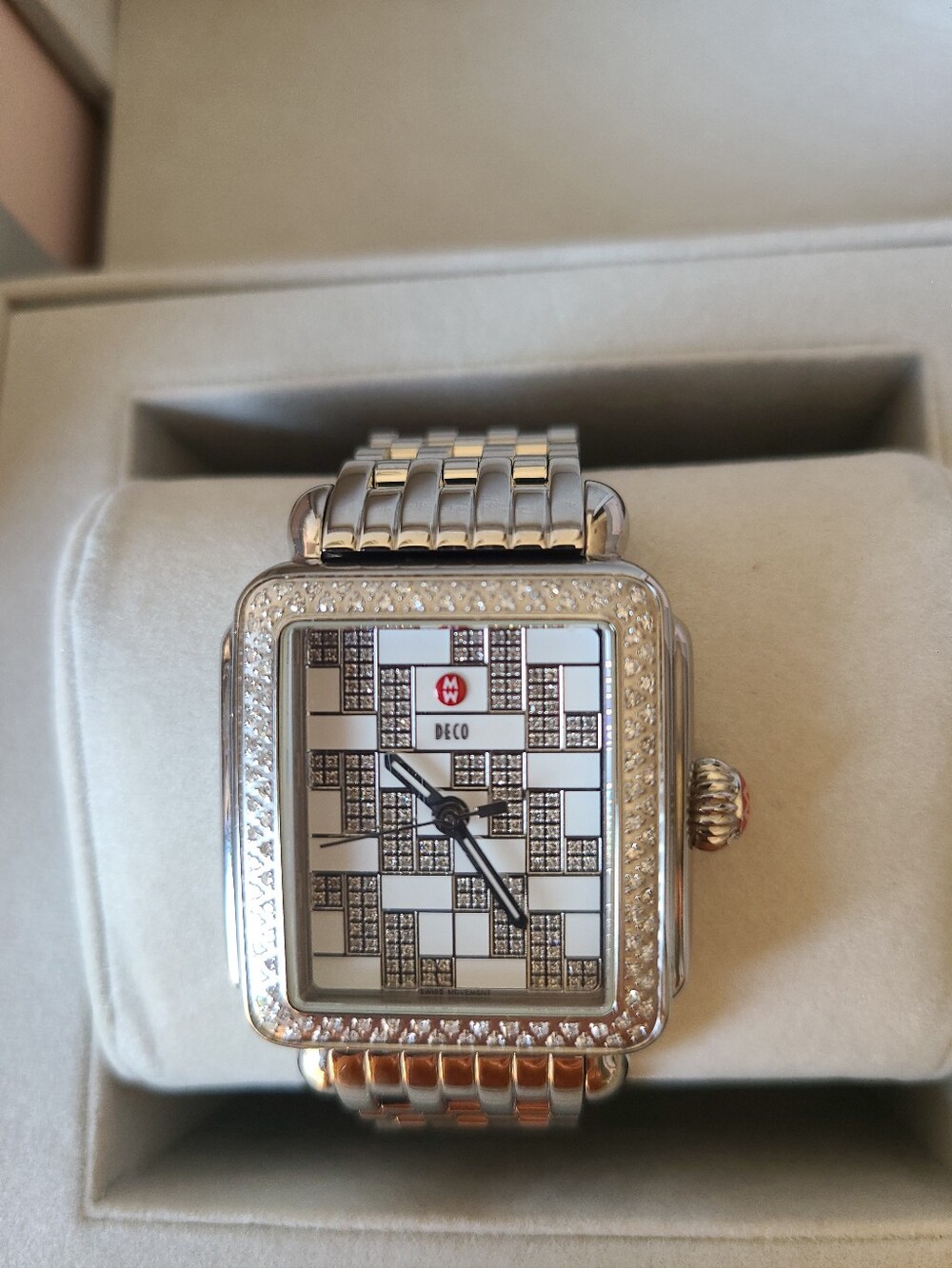 Michele Diamond Deco Limited Edition Square Pattern Mosaic Diamond Ladies Watch